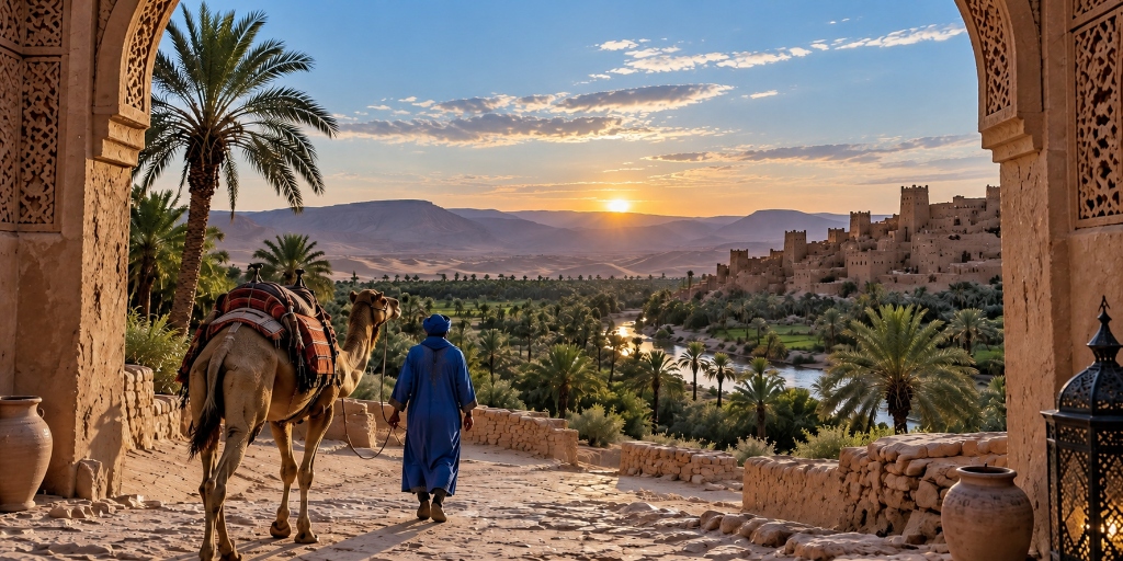 Ancient Oasis Gate and Kasbah at Golden Hour — Desert Gate Tours